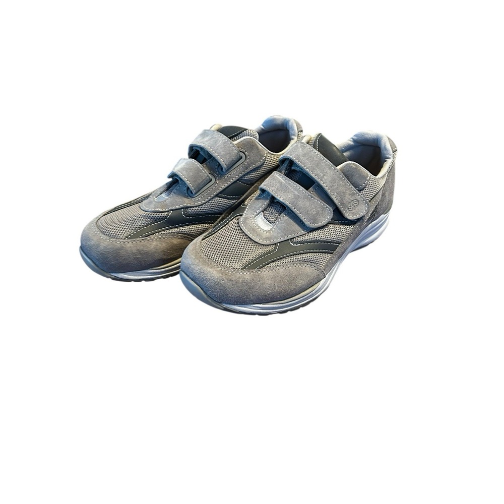 SAS JV Mesh Suede Walking Orthopedic Shoes Mens 9 W Gray‎ Hook and Loop Straps